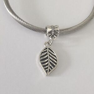 Silver Leaf Dangle Charm for Pandora Style‎ Bracelet